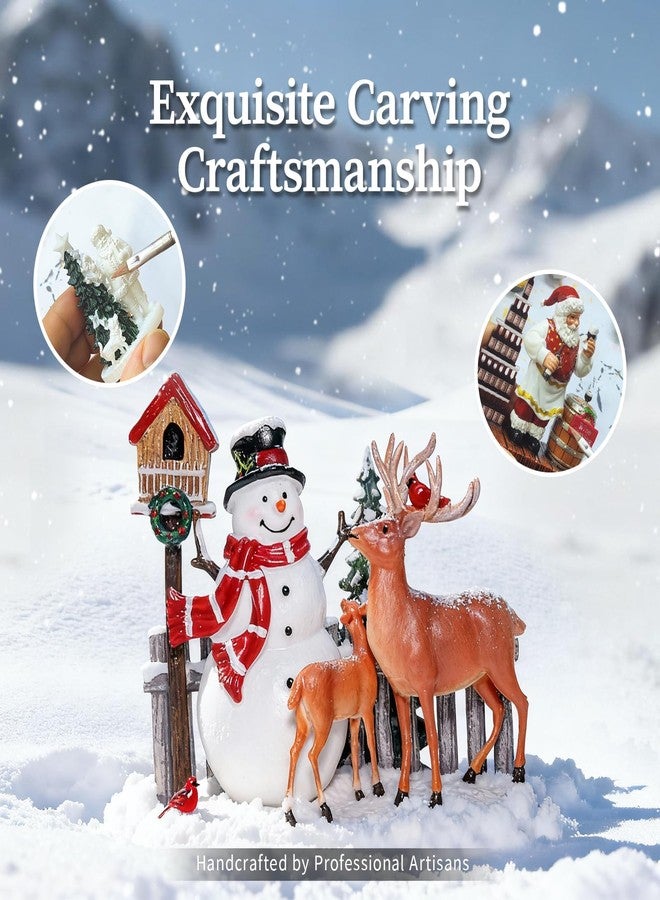 فانوس كرة ثلجية على شكل رجل ثلج لعيد الميلاد - كرات ثلجية موسيقية مضيئة مع طيور الكاردينال، وأرانب الرنة، وأشجار الصنوبر، وعلبة موسيقى دوارة مزينة ببريق LED - Image 3